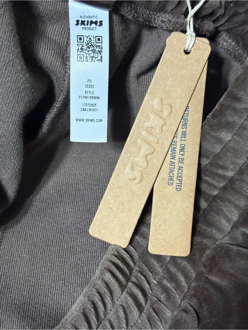 SKIMS Velour Straight Leg Lounge Pants Cocoa Brown Soft Glam Size S - Picture 4 of 6